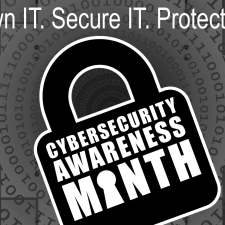 graphic of lock with cybersecurity awareness month written on it